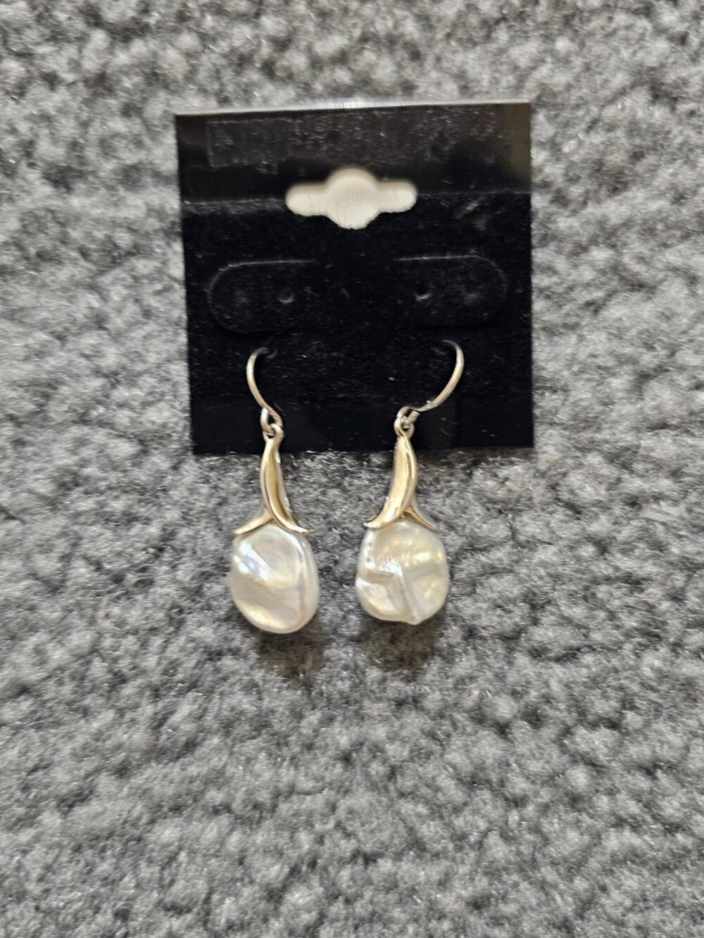 Honora White Baroque Genuine Pearl Drop Earrings Sterling Silver Hook Vintage